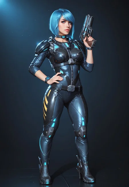 safe_pos, core_9, score_8_up, score_8, semi realistic, ultra detailed, 8k, high quality, hi res, high quality, detailed eyes, perfecteyes, detailed face, 1girl, sharp focus, cowboy-shot, focus on hip, (1girl:1.2), Nyx from Quake Champions, futuristic assassin outfit, pistol in hand, pale skin, long legs, (glowing bobcut blue hair, side bangs), realistic, cinematic angle, cinematic lighting, athletic body, intense face, glowing blue eyes, stealthy pose
BREAK
infiltrating a high-tech corporate facility at night
BREAK
source_sci_fi_art, rating_explicit, expressive, full body, dynamic pose
BREAK
detailed beautiful background, futuristic architecture, neon lights, advanced security systems, holographic displays, dark shadows, tense atmosphere
(full clothed)