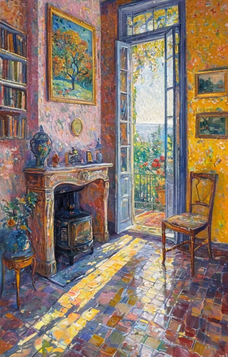 masterpiece,best quality,<lora:tbh130-sdxl:0.7>,space,illustration,oil painting,style of Paul Signac,