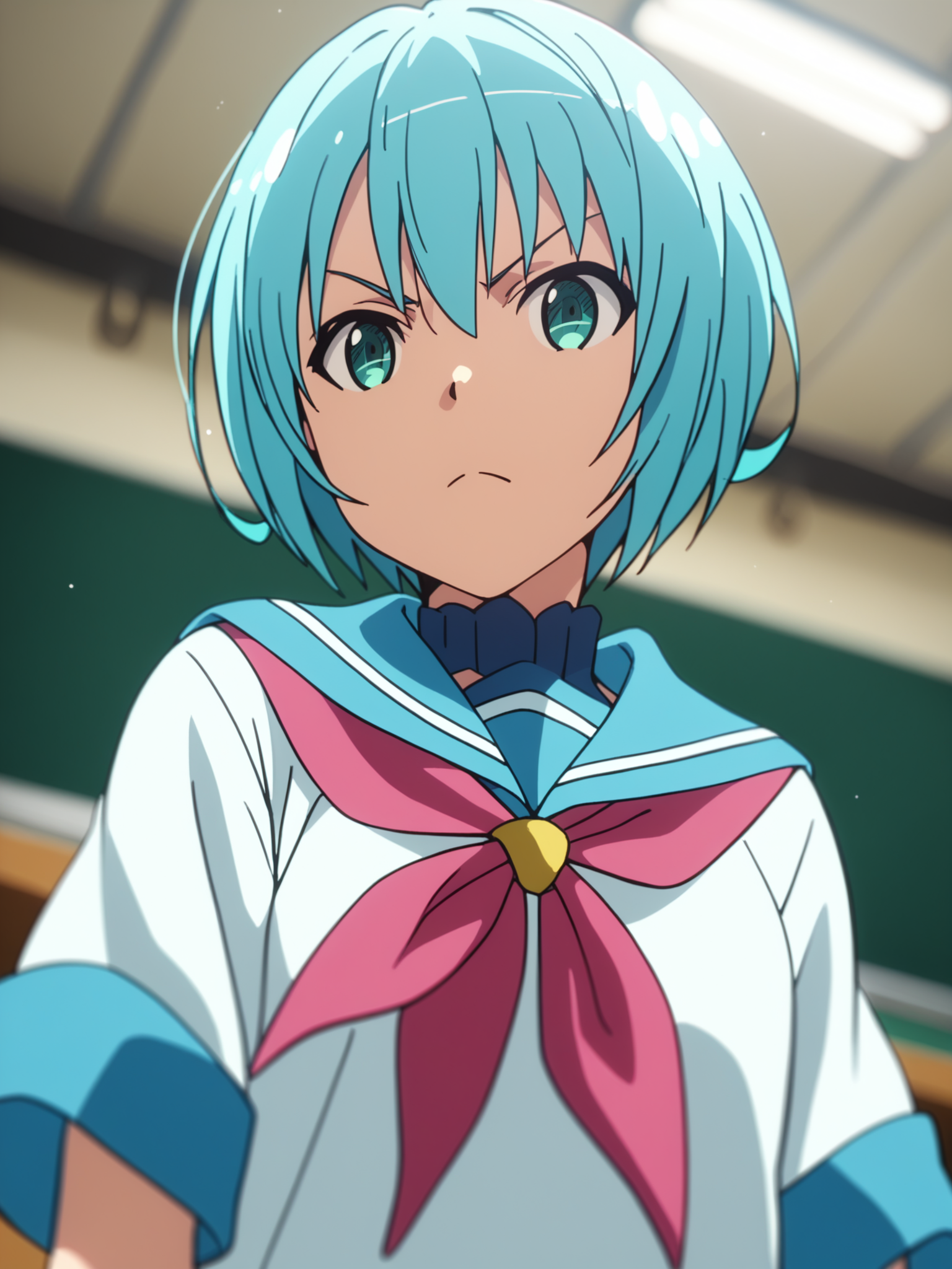 <lora:happy_tentacle-lelei-v0.1-000020:1>, ht_lelei , (close-up:0.7), 1girl, (petite:1.2), solo focus, angry, (looking at viewer:1.1), indoors, classroom, school uniform , , (depth of field:0.8), (from below:0.8), score_9, score_8_up, score_7_up, score_6_up, score_5_up, score_4_up,