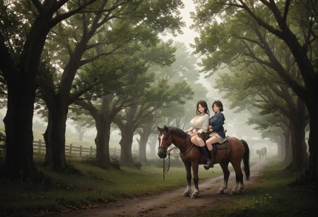 ,ruanyi0955,tree,outdoors,
multiple girls,horseback riding,horse,looking at viewer,<lora:0955 wide road_v1_pony:0.7>, score_9, score_8_up, score_7_up, score_6_up, score_9, score_8_up, score_7_up, score_6_up source_anime, blush, 1girl, seduce smile, perfect body , natural huge breasts