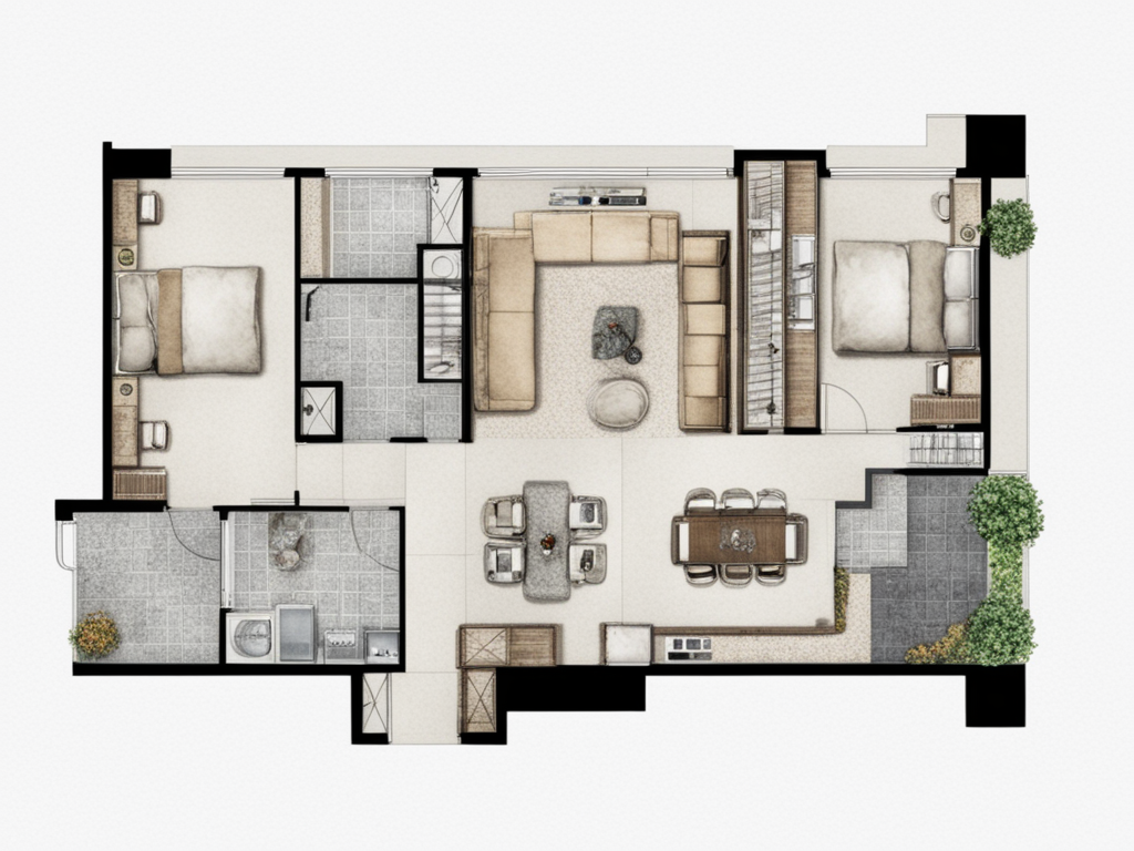 <lora:JJsFloorPlan_XL:1.>, ((best quality)),((masterpiece)),  (((Floor plan))), chair , wall ,rug , lamp, flower, vase , chair ,ceiling , plant, window ,curtain ,television ,couch, , white background, ultra detailed, full detailed,  ((water color)),
high contrast,  enough detail, enough detail, high resolution, super realistic, Photorealistic, highly detailed, high quality,