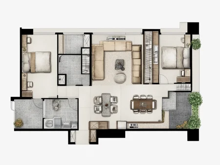 <lora:JJsFloorPlan_XL:1.>, ((best quality)),((masterpiece)),  (((Floor plan))), chair , wall ,rug , lamp, flower, vase , chair ,ceiling , plant, window ,curtain ,television ,couch, , white background, ultra detailed, full detailed,  ((water color)),
high contrast,  enough detail, enough detail, high resolution, super realistic, Photorealistic, highly detailed, high quality,