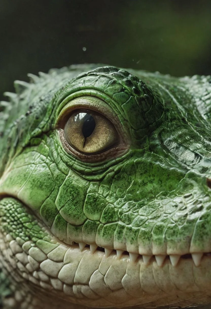 Super Closeup Portrait, Envision a whimsical fantasy world where a colossal cute, huge, and irresistibly mini crocodile takes center stage. Picture the carnivores with a mischievous charm, its translucent dark-green surface reflecting a soft glow.
very detailed, hd, RAW photograph, masterpiece, top quality, best quality, official art,highest detailed, atmospheric lighting, cinematic composition, complex multiple subjects, 4k HDR, vibrant, highly detailed, Leica Q2 with Summilux 35mm f/1.2 ASPH, Ultra High Resolution, wallpaper, 8K, Rich texture details, hyper detailed, detailed eyes, detailed background, dramatic angle, epic composition, high quality , (8k, RAW photo, highest quality), hyperrealistic,