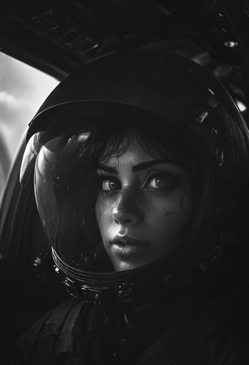 n-eeyblch, neon-pastel Dark close-up photograph inside the cockpit of a sleek, matte-black futuristic jet in flight. Highlight the discernible details: the pilot, confidently and mischievously smiling, with focused eyes locked onto the target. Convey a sense of high-speed motion, surrounded by billowing neon-pastel clouds, encapsulating the exhilarating and dynamic atmosphere within the cutting-edge aircraft.
 very detailed, atmospheric haze, Film grain, cinematic film still, shallow depth of field, highly detailed, high budget, cinemascope, moody, epic, OverallDetail, gorgeous, 2000s vintage RAW photo, photorealistic, candid camera, color graded cinematic, eye catchlights, atmospheric lighting, skin pores, imperfections, natural, shallow dof