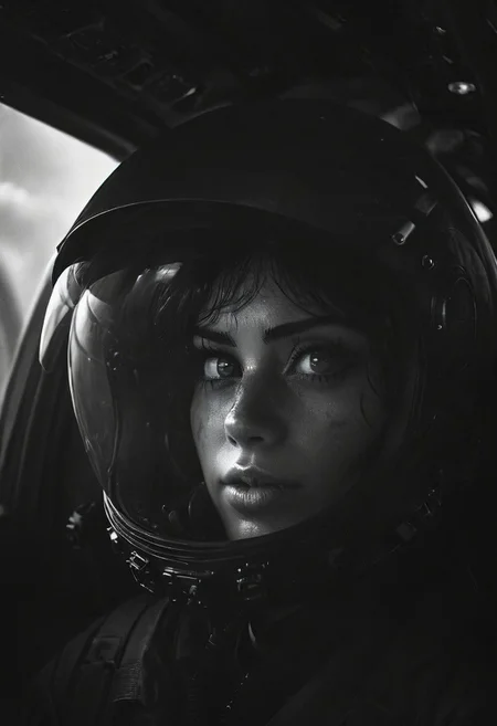 n-eeyblch, neon-pastel Dark close-up photograph inside the cockpit of a sleek, matte-black futuristic jet in flight. Highlight the discernible details: the pilot, confidently and mischievously smiling, with focused eyes locked onto the target. Convey a sense of high-speed motion, surrounded by billowing neon-pastel clouds, encapsulating the exhilarating and dynamic atmosphere within the cutting-edge aircraft.
 very detailed, atmospheric haze, Film grain, cinematic film still, shallow depth of field, highly detailed, high budget, cinemascope, moody, epic, OverallDetail, gorgeous, 2000s vintage RAW photo, photorealistic, candid camera, color graded cinematic, eye catchlights, atmospheric lighting, skin pores, imperfections, natural, shallow dof