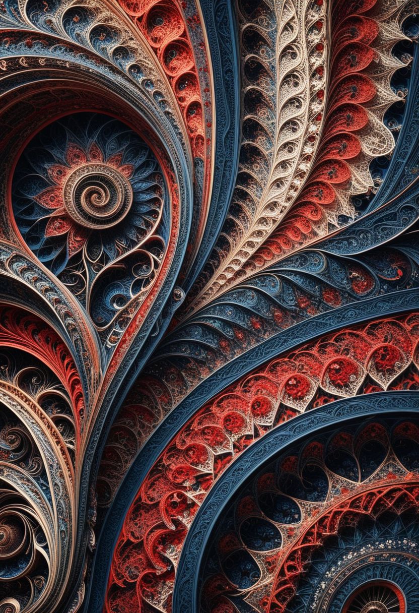 photo of a paisley pattern, boteh, paisley, navy blue, madder red, almond, entwined paislies, official art, aesthetic, dynamic angle, hyper detailed, order and chaos, dark colors, (extremely detailed, intricate details, masterpiece, best quality, 8k wallpaper:1.4), dramatic lighting, (dark blue and madder red palette:1.2), twisting paisley