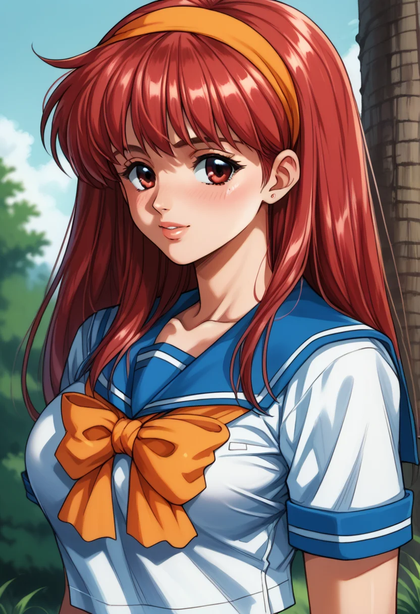 score_9, score_8_up, score_7_up, score_6_up, score_5_up, score_4_up, masterpiece, best quality, BREAK,
1girl, outdoors, school, <lora:Fujisaki_Shiori:1> fujisaki_shiori, long hair, hairband, red hair female, large breasts, school uniform, serafuku