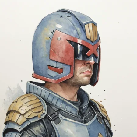 cute jdgdrdd, armor, helmet,scowl, abstract watercolor, csw, <lora:CSW-Style-2-000017:0.7> <lora:Char_maj-JudgeDredd2012v2-SDXL:0.8> jdgdrdd