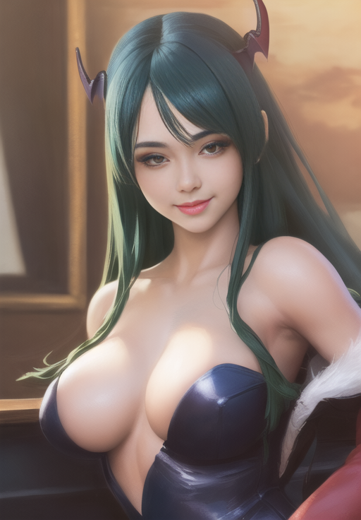 <lora:darkstalkers_morrigan:0.8>, darkstalkers_morrigan, smile, portrait,, (masterpiece, best quality, detailed:1.3), (trending on CGSociety, trending on pixiv, contest winner:1.3)