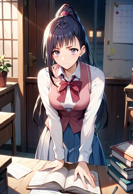 score_9,score_8_up,score_7_up,source_anime, Ayame Yomogawa,1girl,solo,student,student unifrom