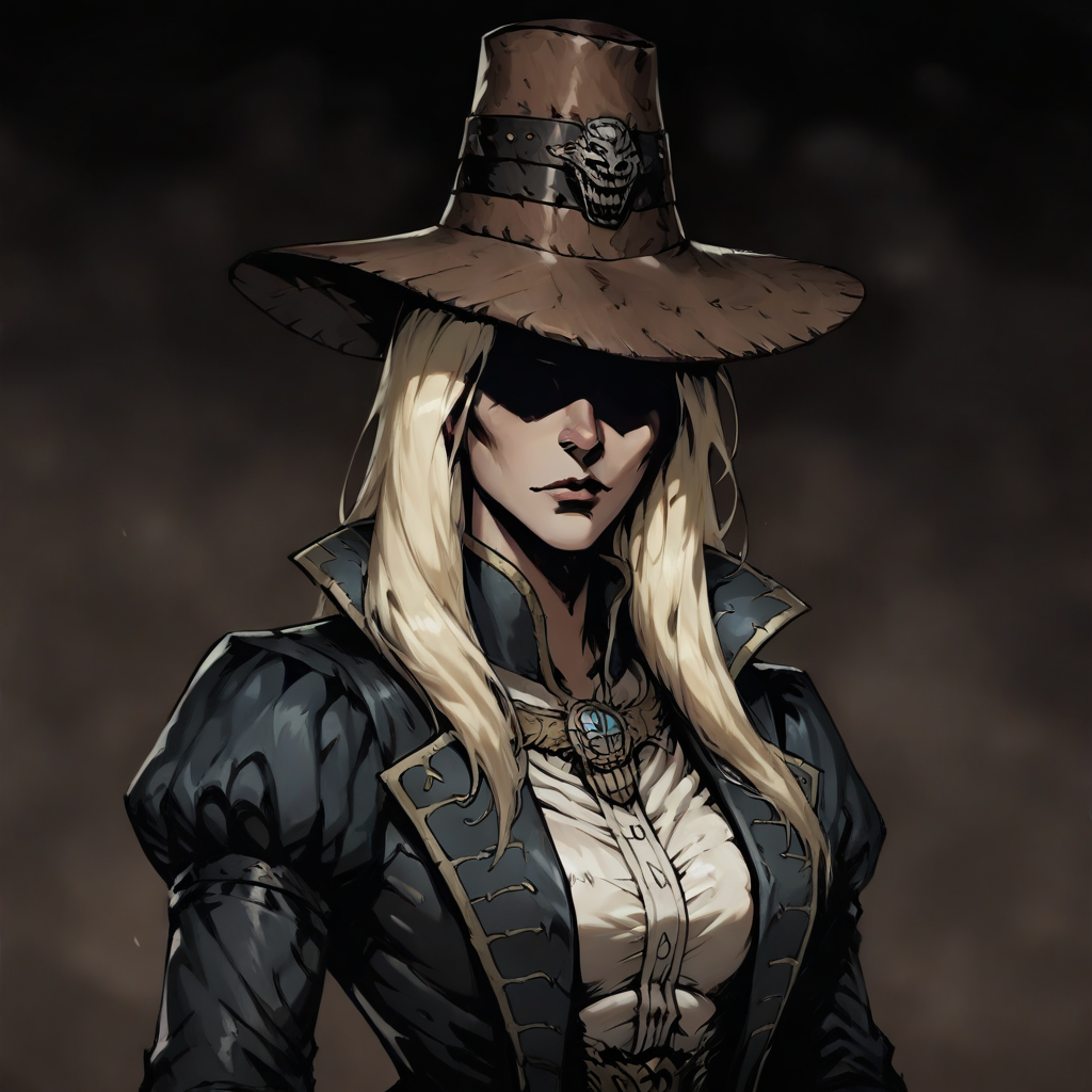 masterpiece, best quality, newest, absurdres, highres, anime, anime style, 1girl, GRDD-V1.1, hat, blonde, blonde hair, long hair, leather jacket, jacket, black eyes, shaded eyes,