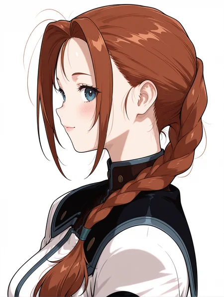 masterpiece,best quality,newest,
1girl,solo,
<lora:Livi_Donen_ilxl_v1.2:1>,Livi,antenna hair,brown hair,blue eyes,single braid,L_clothes,
<lora:Fixhands_anime_bdsqlsz_V1:1>,simple_background,white_background,looking_at_viewer,blush,hand_in_hair,upper_body,profile,seductive_smile,