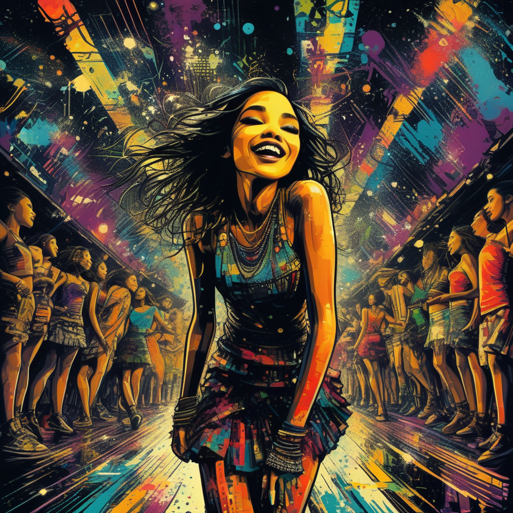 drawix9 dancers girl in a nightclub, ink, cinematic, expressive, very detailed<lora:drawix9:1>
