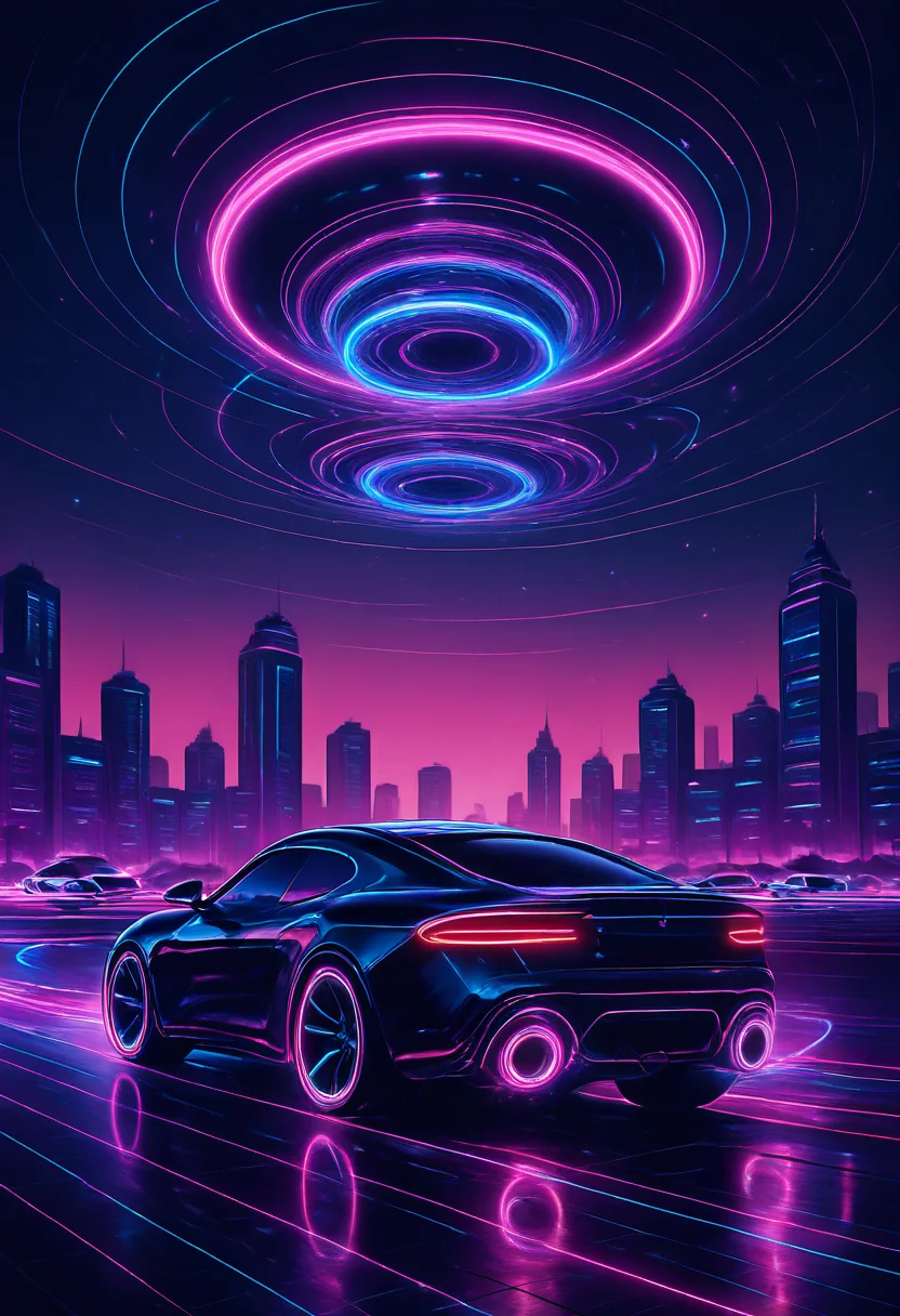 masterpiece, best quality, D1sc0Pnk, car, <lora:DiscoPunk_IXL:1.0>,