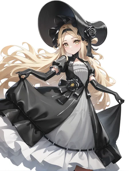1girl,flower,solo,yinggelite,simple background,white background,looking at viewer,,yellow eyes,<lora:yinggelite-000006:0.8>, masterpiece, best quality, very aesthetic, absurdres