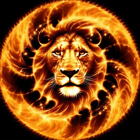 fireart, lion,a bright orange swirl with a black background,<lora:fireart:1>