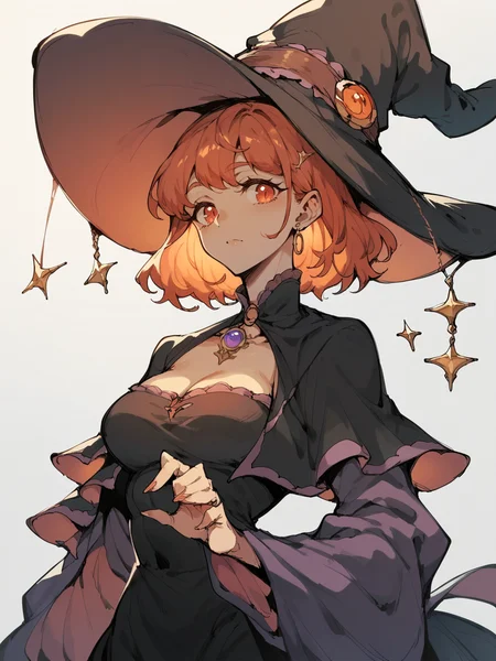 score_9, score_8_up, score_7_up, score_6_up, score_5_up, <lora:DemizuPosukaXLP:0.7> demizuposuka, 1girl, curvy, dress, cute, solo, portrait, witch