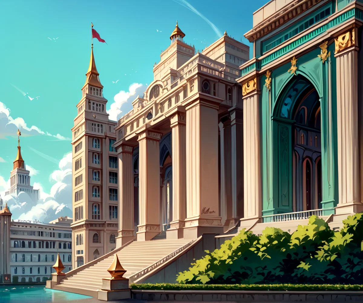 score_9, score_8_up, score_7_up,
<lora:Authoritarian_Architecture_(Architecture)_(Pony)_(AD):0.8> authoritarian, scenery, building, city, cityscape, architecture, monumental architecture,
8K, In'ei, chiaroscuro, soft natural volumetric cinematic perfect light, perfect depth of field shot, ray tracing, photometry, beautiful, subsurface scattering, idealized modern city, wide beautiful boulevards, busy city center, parks and manicured lawn areas, large parks, plazas, skyscrapers, hyper detailed, art by Thomas Kinkade, detailed background, detailed photographic fluffy anime clouds, Unreal Engine, CGI render, absurdly detailed, modern era photograph, masterclass oil painting, 
BREAK zPDXL, zPDXLxxx, <lora:wowifierXL:0.2> art by mooncryptowow <lora:sdxl_lightning_8step_lora:0.4> <lora:detailed_notrigger:0.5>