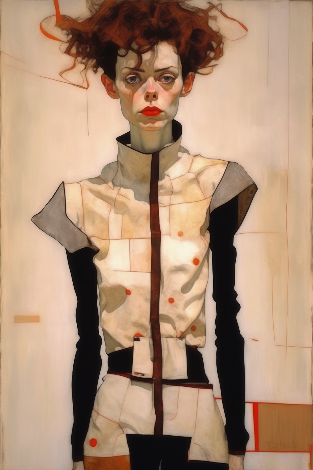 <lora:Euan Uglow Style:1>Euan Uglow Style - egon schiele futuristic outfit photorealistic