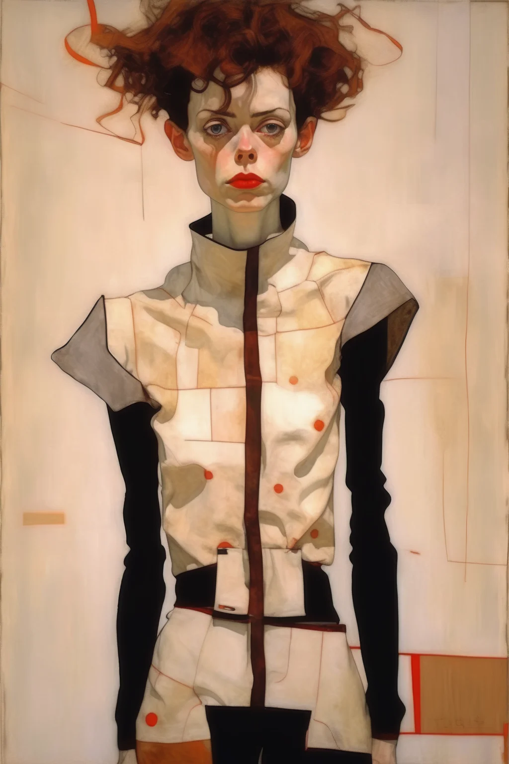 <lora:Euan Uglow Style:1>Euan Uglow Style - egon schiele futuristic outfit photorealistic