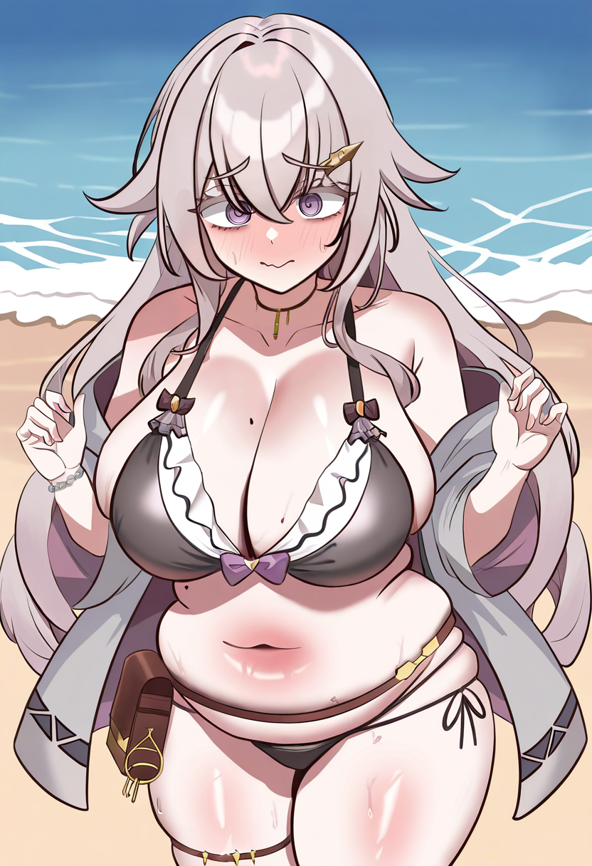 <lora:sigillariaIL-step00001200:0.9>, sigillaria, 1girl, swimsuit, solo, large breasts, plump, beach, masterpiece,best quality,absurdres,highres,