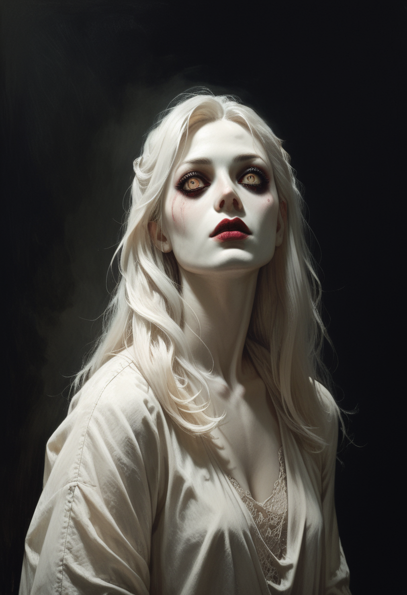 score_9, score_8_up, score_7_up, fantasy, long hair, horror \(theme\), pale skin, ghost, white hair, black house
 <lora:ph4nt0m01lXLP:1>, <lora:zavy-bcklt-sdxl:0.8> <lora:joschek_toned_paper_drawing:0.4>, detailed face, lips,