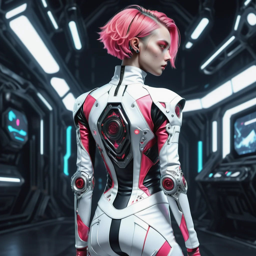 ((best quality)), ((masterpiece)), ((realistic,digital art)), (hyper detailed),DonMR0s30rd3rXL upper body clothing, Mock Neck, Synth-leather, Virtual Reality Interface Texture,,  Raglan Sleeves, Asymmetrical Hemline, Empire Waist,  Illusion Back,  , lower body clothing, Lycra, ,  Cropped Length, High Waist,  Allover Print,Open Back,,D-Rings,,Appliqué Work,,Asymmetric Hem,  , octane rendering, raytracing, volumetric lighting, Backlit,Rim Lighting, 8K, HDR, <lora:DonMR0s30rd3rXL-000012:0.8>