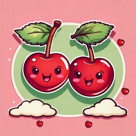 a couple of cute cherries in the kawaii art style