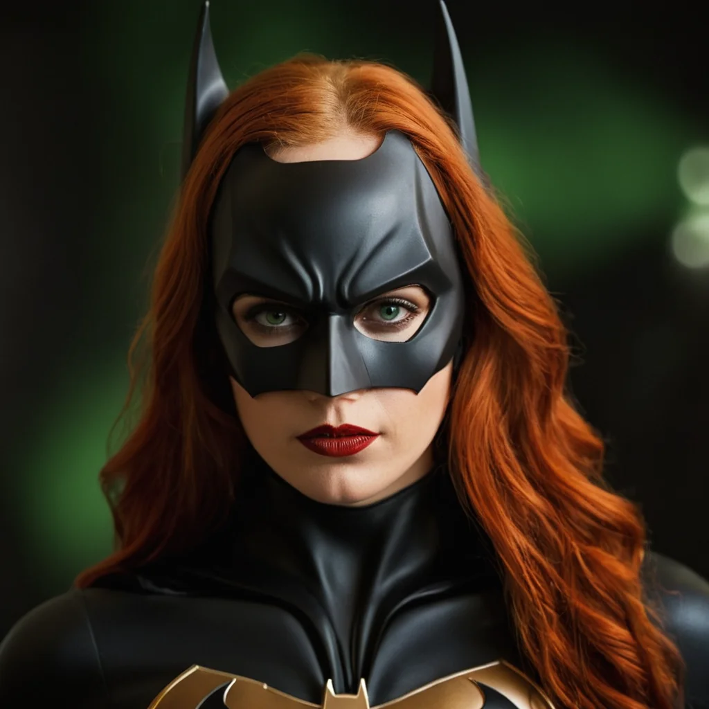 cinematic film still of <lora:Sharp detailed high quality image style v1:1>
Sharp detailed high quality image of a woman in a batman costume with a bat mask, detailed background, 12K, high megapixel, realistic, realism, different, raw image, sharp style, 1girl, solo, long hair, looking at viewer, green eyes, upper body, multicolored hair, orange hair, lips, blood, mask, bodysuit, black background, blood on face, superhero
, shallow depth of field, vignette, highly detailed, high budget, bokeh, cinemascope, moody, epic, gorgeous, film grain, grainy