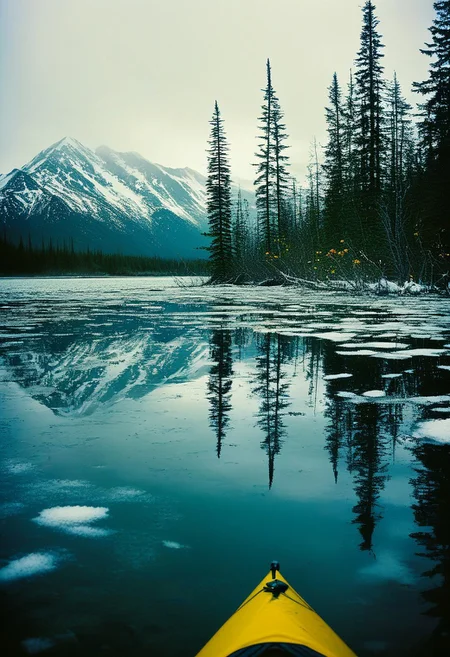 ()Hyoer Realistic:2.0)Polaroid picture of
image of Eklutna Lake in Anchorage, Alaska, where the effects of climate change have transformed the lake into a lush, tropical paradise.
Focusing on the close up on the Beautiful Mature women, each with a voluptuous figure taking a selfie:2.75)
The once-frozen landscape is now teeming with vibrant, tropical plants and flowers, and the air is warm and humid.
In the background, the majestic Chugach Mountains from Chugach State Park rise up, their peaks still capped with snow, but now surrounded by a halo of tropical greenery. The lake's surface is calm and reflective, with a few sailboats and kayaks gliding across its surface.
Capture the surreal, futuristic atmosphere of this scene, where the harsh, subarctic environment of Anchorage has given way to a vibrant, tropical oasis.