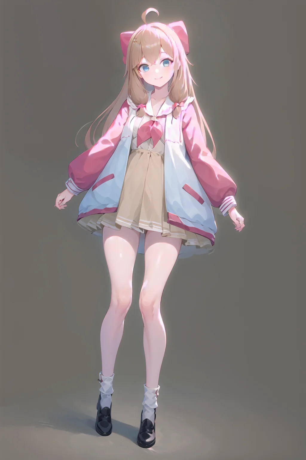 masterpiece, best quality, 1girl, solo, <lora:jiaranV23:1>, jiaran, full body, simple background, white background,