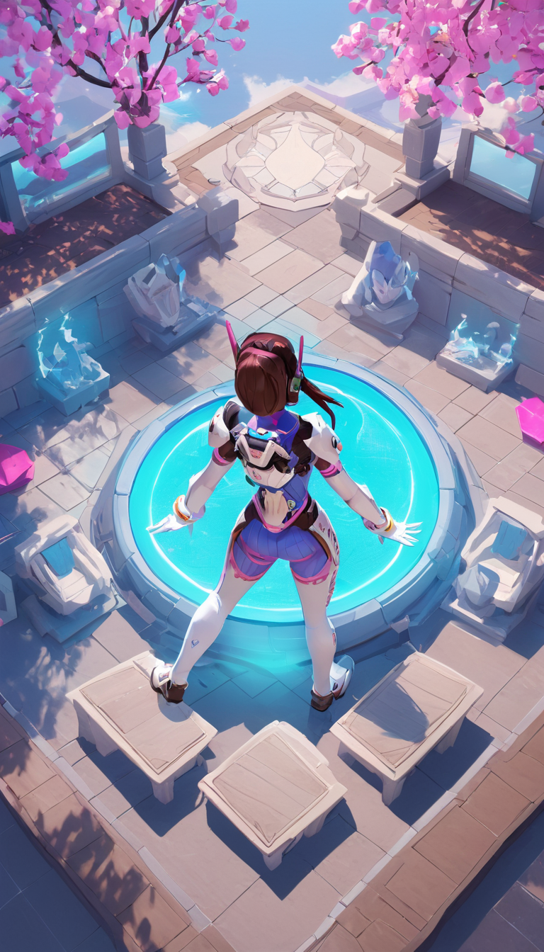 isometric style Cinematic scene, hero view, D.Va, Overwatch <lora:d.va_xl_v1:1>, action pose, detailed background, masterpiece, best quality, high quality, highres, absurdres, Guild Wars 2  . vibrant, beautiful, crisp, detailed, ultra detailed, intricate
