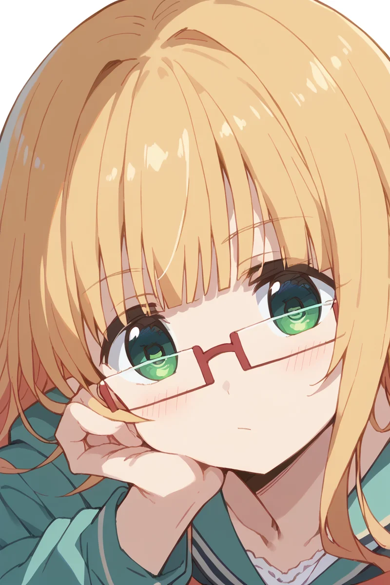 score_9, score_8_up, score_7_up, score_6_up,
<lora:Mitsuki_Sonoda:1> mitsuki, solo, 1girl, glasses, green eyes, blonde hair, looking at viewer, bangs, close-up, head rest,