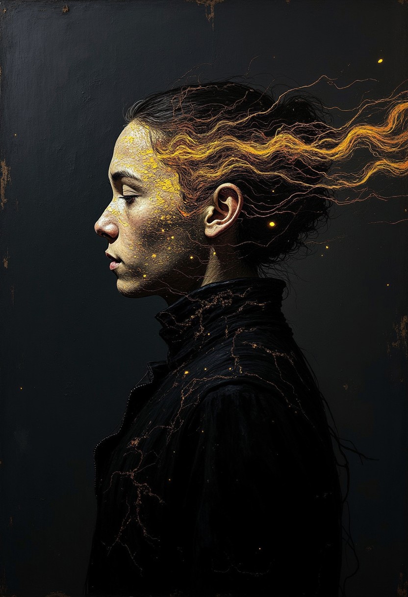 DB4RZ style painting, (DB4RZ style painting, person with head replaced by an corrupted digital glitch effect,)Completely The world of the Lord of the Rings, pure black, detailed, but the Lord of the Rings of life are rising, FastNegativeV2, ral-dissolve, (Light Trails Photography by Aaron Siskind and Farah Mahbub:1.2), award winning, hantu berang-berang, (aesthetic of land art with evolving atmosphere:0.5), procedural sky, crisp details, iconoclastic supreme masterpiece with high-quality details, (amber and crimson colors:0.1), <lora:MJ52:0.5> amazing quality, masterpiece, best quality, hyper detailed, ultra detailed, UHD, perfect anatomy,(crowning achievement by Pl Szinyei Merse and Marie Howet:1.2), silhouette dazzling light, enigmatic andmenacing and overwhelming atmosphere, (high-spirited quinacridone red and mustardyellow colors:0.1), raw details, complete sharpness, blurred background, <lora:xl_more_art-full_v1:0.5> <lora:NicolaSamori:0.2> nicola samori <lora:grimoire_noir:0.8> grimoire_noir