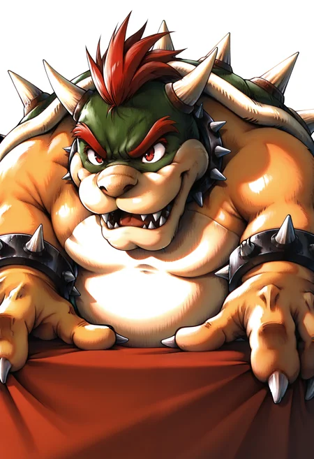 best quality, newest, absurdres, highres, (masterwork, masterpiece, best quality, hyper-detailed :1.3), 

bowser, 

,white background, plain background, ff7,