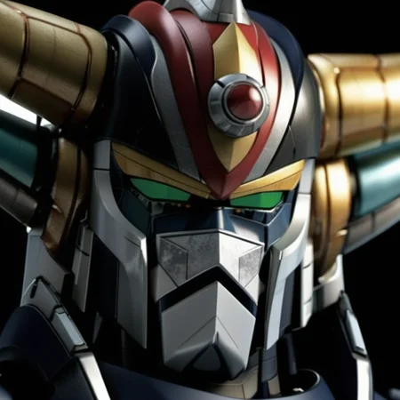 Goldorak1024, a giant robot closeup face portrait, highly detailed, photography, ultra sharp, film, bokeh, professional, 64k <lora:Goldorak1024:0.8>