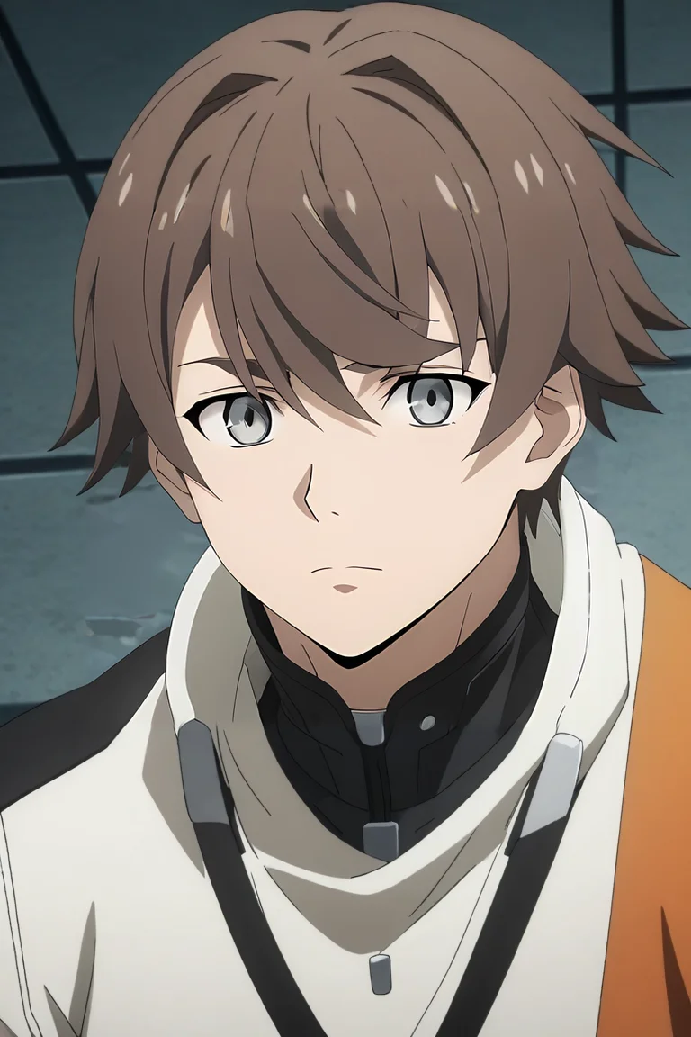 score_9, score_8_up, score_7_up, source_anime, intricate details, anime screencap, , , looking at viewer, upper body, , 1boy, solo, male focus, <lora:kanata_synduality_noir_pony:0.84>, kanata_synduality_noir, brown hair, grey eyes, , , Kneeling with head bowed, displaying humility or prayer, <lora:sdxl_lightning_8step_lora:1>
