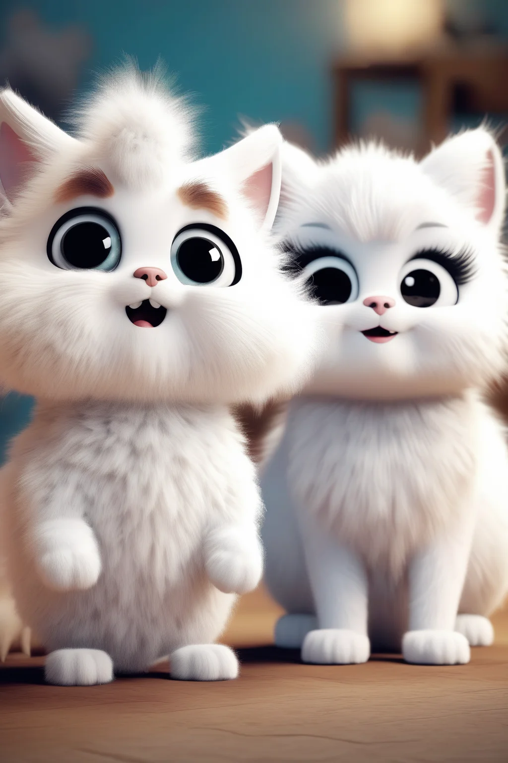 <lora:Cute Animals:1>Cute Animals - 8k fluffy cat with white fur and cute doe big eyes happy