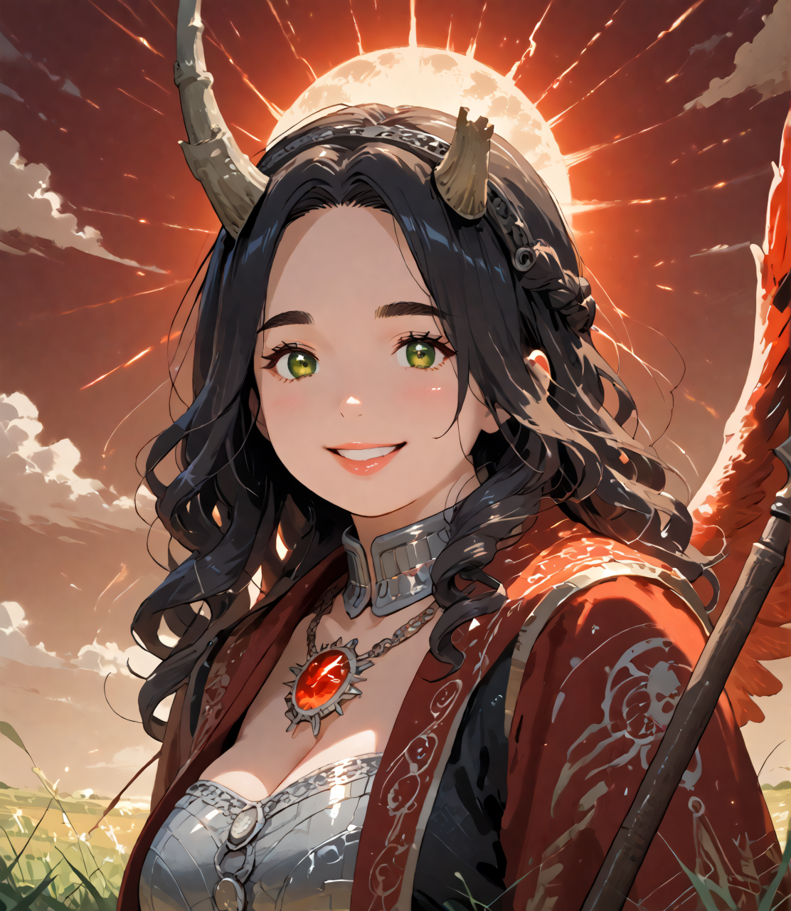PonyScores7, source_anime, ah1, IllustriousQual, <lora:natsumi_style:0.5>, <lora:by_usakun-pony:0.4>, by usakun, <lora:Akina_Bbw_Style_-_PonyXL:0.2>, AkinBw,
BREAK (night wildlife photography, capturing nocturnal animals, revealing hidden behaviors, stunning low-light imagery, dynamic compositions, storytelling through nature, immersive experiences, unique perspectives, showcasing biodiversity, powerful narratives, artistic interpretation, evoking emotions, creative techniques, highlighting conservation, captivating visuals),
BREAK 1girl, mature female, (round face), (thick eyebrows), (curvy), round-chin, caucasian, (plump face), <lora:Round_face:0.2>, <lora:ETO_OC_Illustrius:0.5>, eto_oc, skindentation, (plump), thick thighs, wide hips, busty, voluptuous, lips, <lora:venus body PonyXL:0.3>, <lora:shinyskin2:0.2>, glistening skin,
BREAK  (curly hair), long hair, (black hair), (parted hair), messy hair, kinky curls, <lora:hairdetailpxl:0.2>, hairdetailpxl,
BREAK (half green and brown eyes), (colorful eyes), (multicolored eyes), (downturned eyes:1.4), <lora:expressive eyes:0.2>, expressive eyes, <lora:eyedetailpxl:0.2>, eyedetailpxl, <lora:Eyes_High_Definition:0.2>, EyesHD,
BREAK ((Smile)), <lora:Expressive_H:0.2>, Expressiveh, <lora:Emotional_Anime_Expressions_PonyXL_Concept:0.2>, emotional, <lora:Best_Facial_Expression_LoRA_PONY:0.2>, looking at viewer, <lora:Detailed expressive EXEV style -XL Pony V1.0:0.2>, FaceDetail,
BREAK ((she stood, a lone figure, her silhouette a stark contrast against the setting sun, her face etched with sadness, her eyes filled with sorrow, her presence a silent testament to the loss they had all suffered)),
BREAK maroon red Silk wings adorned with runic patterns, enchanted gold spear with runic carvings, embossed shield with heraldic emblem, enchanted pendant with a glowing gemstone, Silver-plated bustier with engraved runes, chainmail skirt, horned helmet, knee-high boots with fur trim,
BREAK (((solarium))),
BREAK <lora:xl_more_art-full_v1:0.2>, <lora:aesthetic_anime_v1s:0.2>, <lora:EpicF4nta5yXL:0.2>, <lora:detailxl:0.2>, detailxl, <lora:Fant5yP0ny:0.2>, best quality, amazing quality, best aesthetic, absurdres, illustration, Volumetric_Lighting, ultra-detailed, very aesthetic, intricate details, 8k, masterpiece, best_quality
BREAK Stable_Yogis_PDXL_Positives, AS-Adult, <lora:Complicated fantasy portrait - XL Pony V2.0:0.2>, bad-hands-5, <lora:HDA_Detailer:0.3>, HDA_FatGirlXL,
