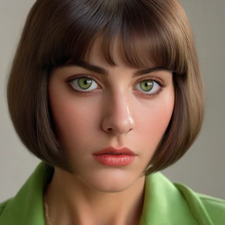 Hyperrealistic art of  <lora:Marie John North v3:1.2>
Marie John North a full wide shot of a 1970's green eyes woman with a Pageboy hair cut and a cute face and perfect lips staring at camera, Extremely high-resolution details, photographic, realism pushed to extreme, fine texture, incredibly lifelike