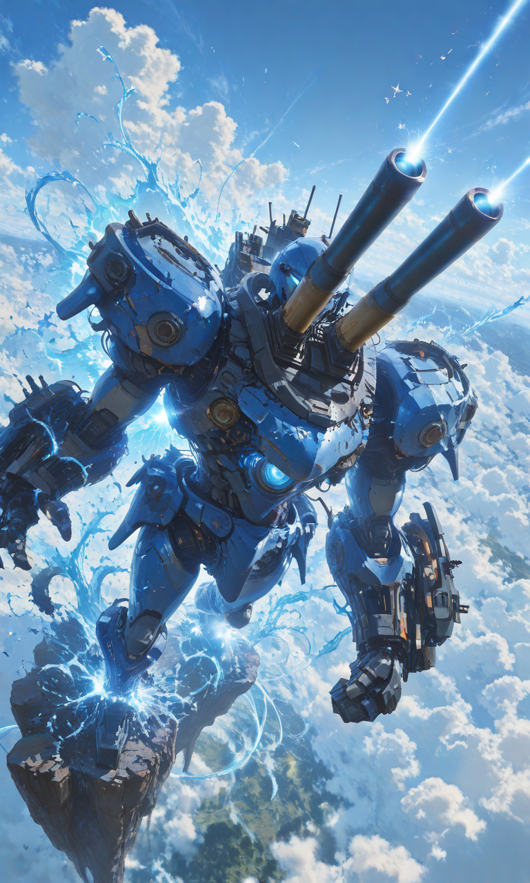 shooting oversized cannon, impact from above, beam,  <lora:- iLL - master_of_slob_omnom_V1.0-step00011500:.6>, <lora:BossBattleIL:0.8>,   <lora:Combat atmosphere-XLlokr:0.8>