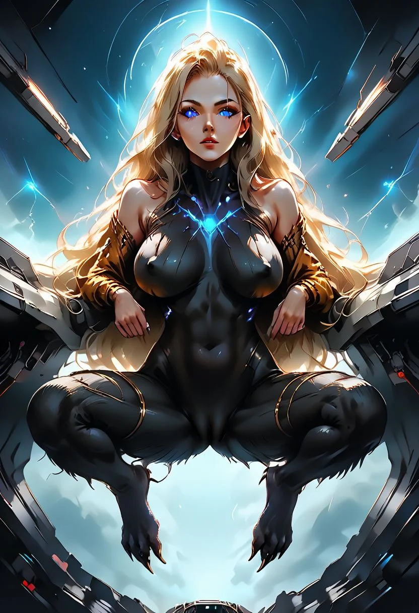 SCORE_9, SCORE_8_UP, SOURCE_ANIME, Expressiveh, SSWW, GLOWING EYES, FEMALE-WEREWOLF, LONG HAIR, HIGH RES, ANTIALIASING, VIVID TEXTURE, BREAK. FULL BODY, BENDING OVER, SEXUALLY SUGGESTIVE, NIPPLE BULGE, CAMEL TOE, (IN SPACE SHIP COCKPIT), DISTANT GALAXY