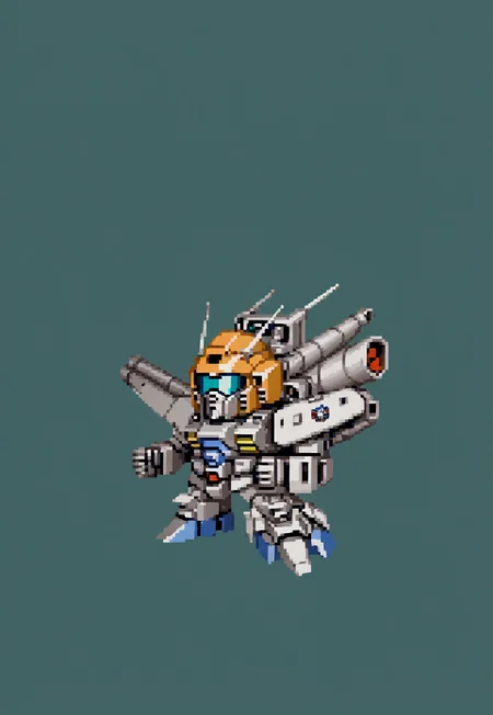full body view, (black robot colors), chibi, mecha, robot, colossal robotic humanoid, Titan Cameraman, Titan Cameraman 2.0, full body black leather jacket, closed with straight buttons over a long vest, elegant black professional suit, complete with matching black pants and matte black gloves. breast center circular blue plasma core, three Core Pads, shoulder cannons, dual shoulder cannons, heavily armored, left forearm Railgun, metallic jetpack, four metal wings, camerahead, camera head, top head long black antenna, Hand Gravity Gun, massive blue-patterned war hammer, mechanical hammer, Bumblebee's hammer, full_details, simple background, green background, snes style