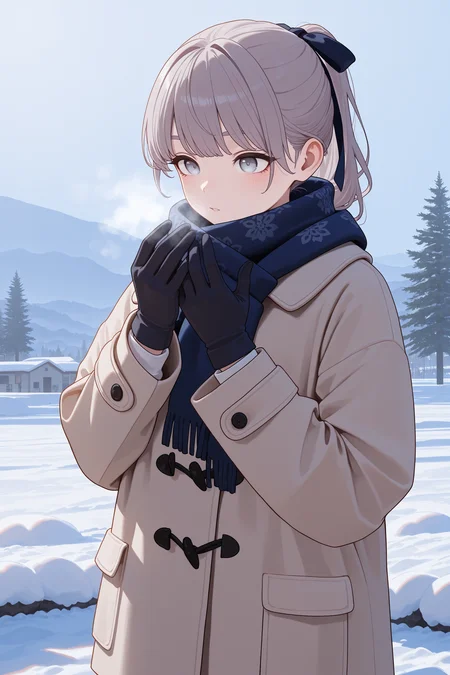 masterpiece, best quality, absurdres, safe
1girl, lapwing, grey hair, grey eyes, ponytail, hair ribbon,
scarf, coat, gloves, snow
<lora:lapwing_il_2_d16:1>