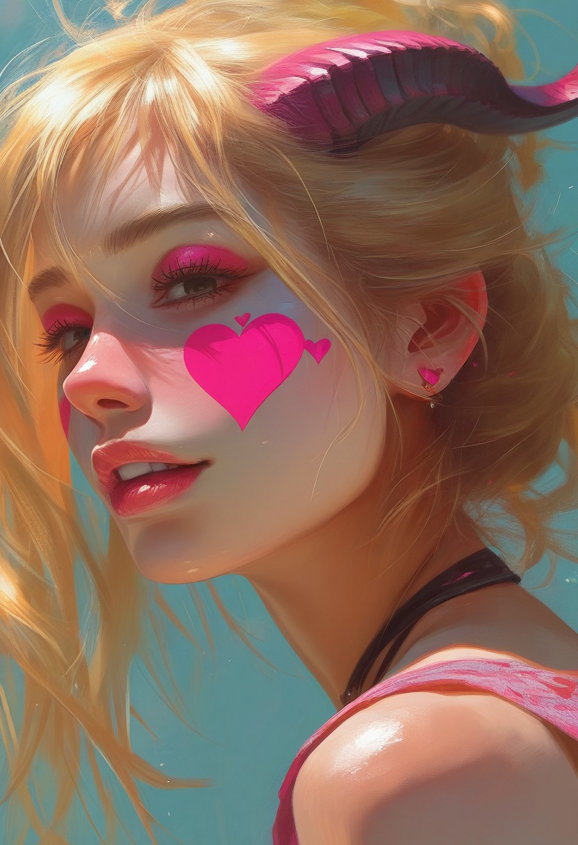 safe_pos, Femmes_ST, masterpiece, best quality, very aesthetic, high resolution, ultra-detailed, absurdres, newest, extremely detailed eyes, realistic, cute girl,painted face,
masterpiece,best quality,1girl,solo,hearts,
asian  woman,
medium length  hair,
(blonde  hair),
(upper body  view),
(side view),  succubus, demon horns, slut:2.1