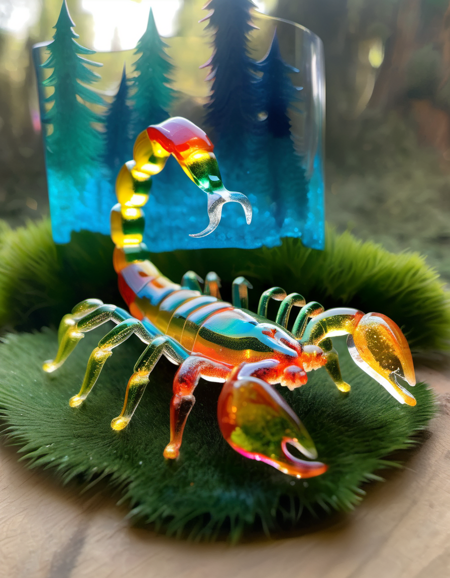 (Realistic:1.5) EdobScorpion, fish, forest, sparkle, sparkle, tail, signature, monster, military vehicle, transparent background, holding, acrylic paint (medium),  <lora:EdobScorpionArtistic_XL_v1.0:0.8>