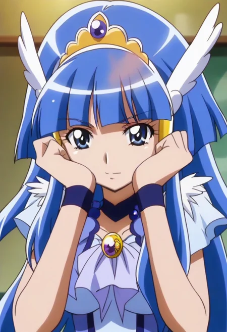 , source_anime, masterpiece, BLUE hair,best quality, detailed background,,rating questionable, detailed background, shiny skin, <lora:curebeauty.pony:1>, curebeauty, , ,, , ,,,,,,anime coloring, anime screencap, 1girl,Solo ,, anime,PUFFY nipple,huge breasts,,,official art, Uncensored ,Unedited ,,,,,,,,,,,,, ,, ,,