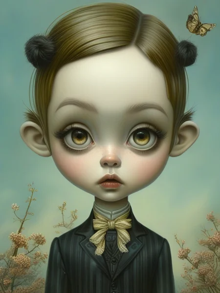 masterpiece,best quality,portrait of boy,Style of Mark Ryden,digital painting,<lora:tbh76-sdxl:1>,
