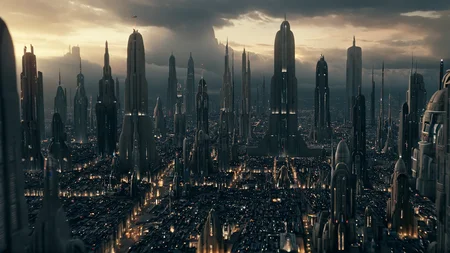 cinematic film still of <lora:star wars style:0.2>
<lora:detailed:0.4> detailed
<lora:perfection style:0.4> perfect
<lora:PerfectEyesXL:0.5>
<lora:Coruscant:0.9>
Coruscant a futuristic city with a lot of tall buildings,in star wars style,outdoors,sky,cloud,no humans,night,bird,cloudy sky,building,scenery,flying,science fiction,city,aircraft,cityscape,skyscraper,spacecraft, shallow depth of field, vignette, highly detailed, high budget, bokeh, cinemascope, moody, epic, gorgeous, film grain, grainy