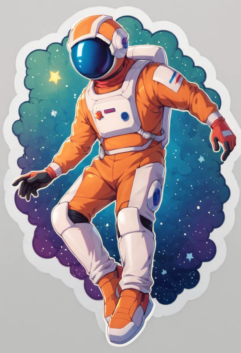 masterpiece,best quality, highly detailed, score_9, score_8_up, score_7_up, score_6_up,<lora:xl_more_art-full_v1:0.8>,
BREAK
 <lora:stickers:1>stickers, outline,spacesuit, solo, astronaut, star (sky), male focus, space helmet, space, full body, 1boy, gloves